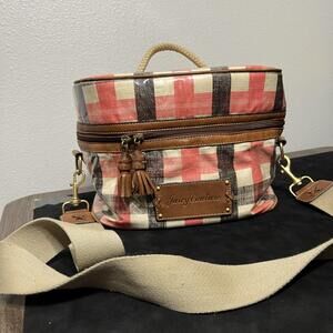 Juicy Couture Lunch Box Plaid Insulated Bag Girls Canvas Leather Strap Cooler